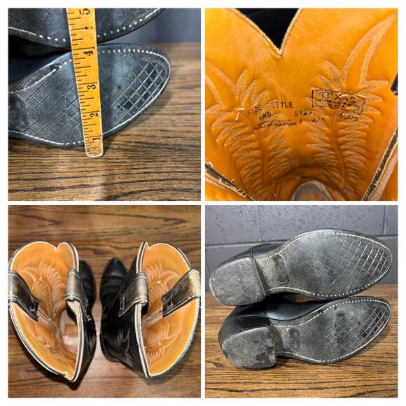 Vintage Texas Black Leather Cowboy Boots Women’s 6.5B Western Made in USA - Picture 8 of 8